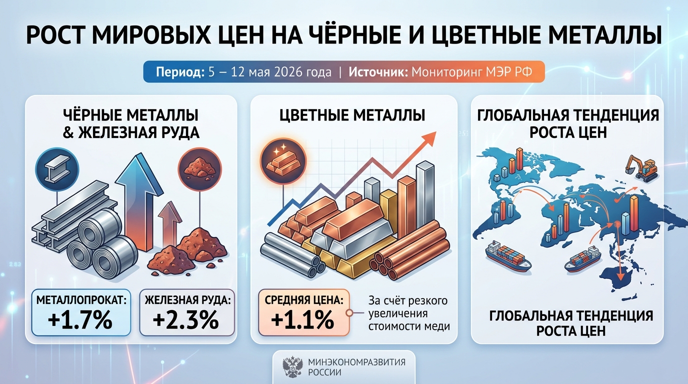 МЭР отмечает рост цен на мировых рынках металлов: металлопрокат подорожал на 1,7% за неделю